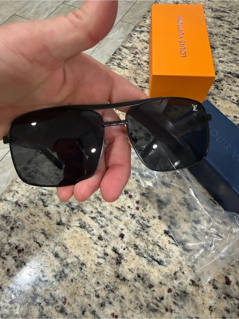 Louis Vuitton Dark Gray Aviator Sunglasses